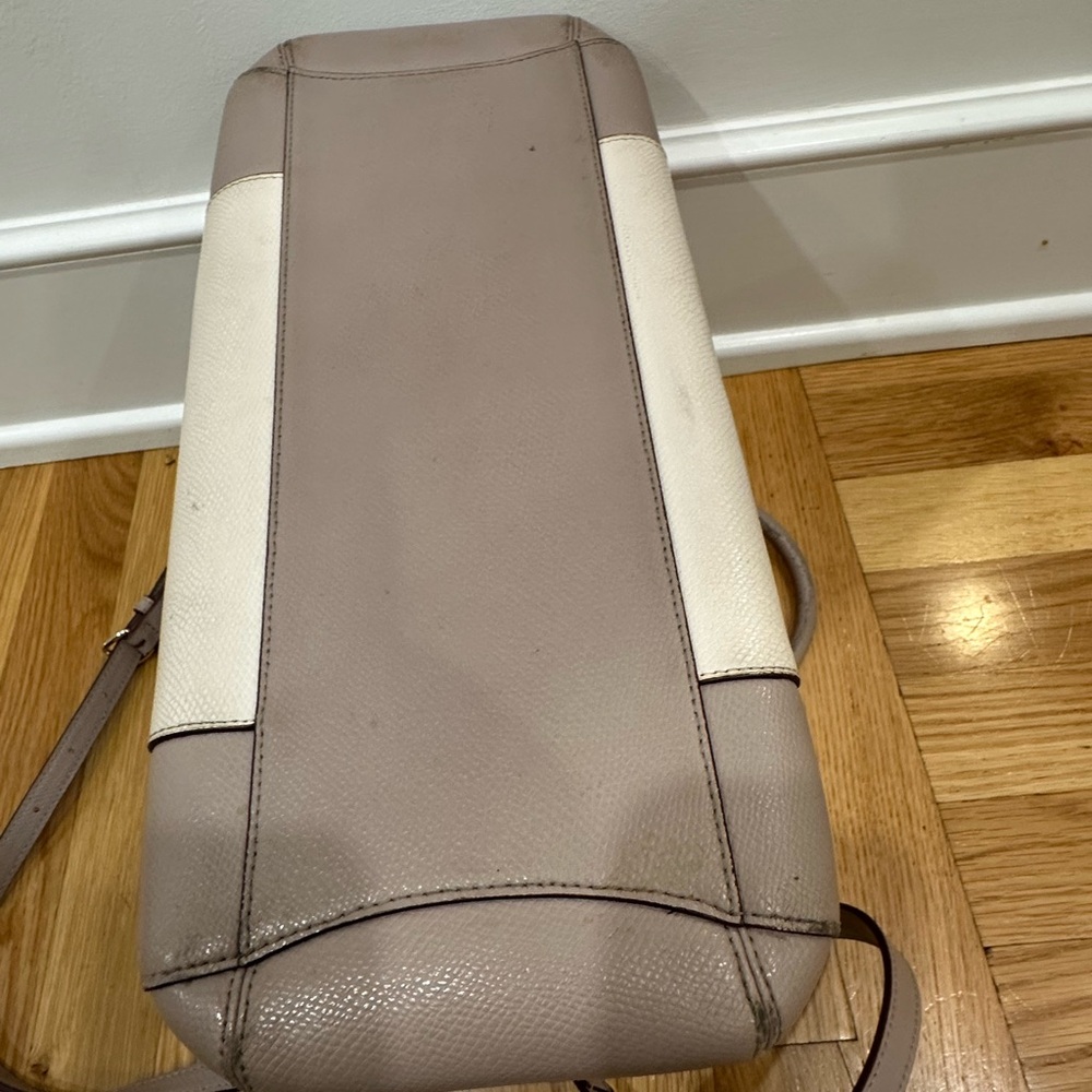 Coach Margot Beige Color Block Two-Tone Leather Satchel Shoulder Bag - Picture 15 of 16